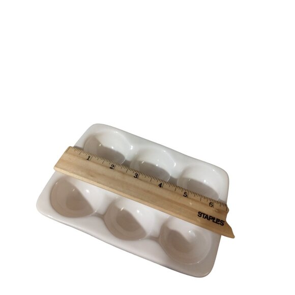 Set Of (2) Rae Dunn Ceramic Egg Holders "Farm Fresh 6eggs/Free Range 12eggs" - Picture 3 of 8